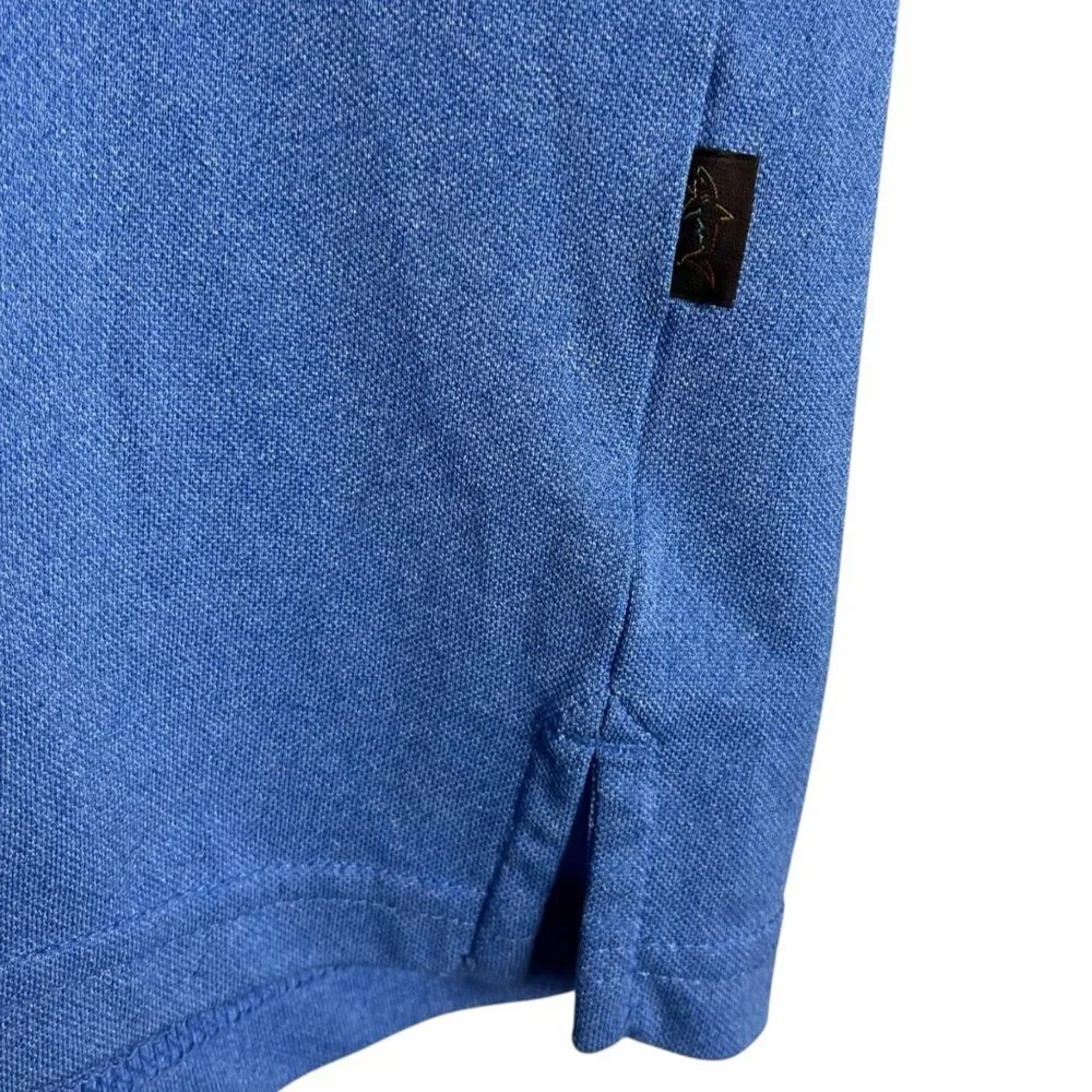 Greg Norman Men's L Polo Shirt Blue Golf Short Sleeve Shark‎ Play Dry Embossed
